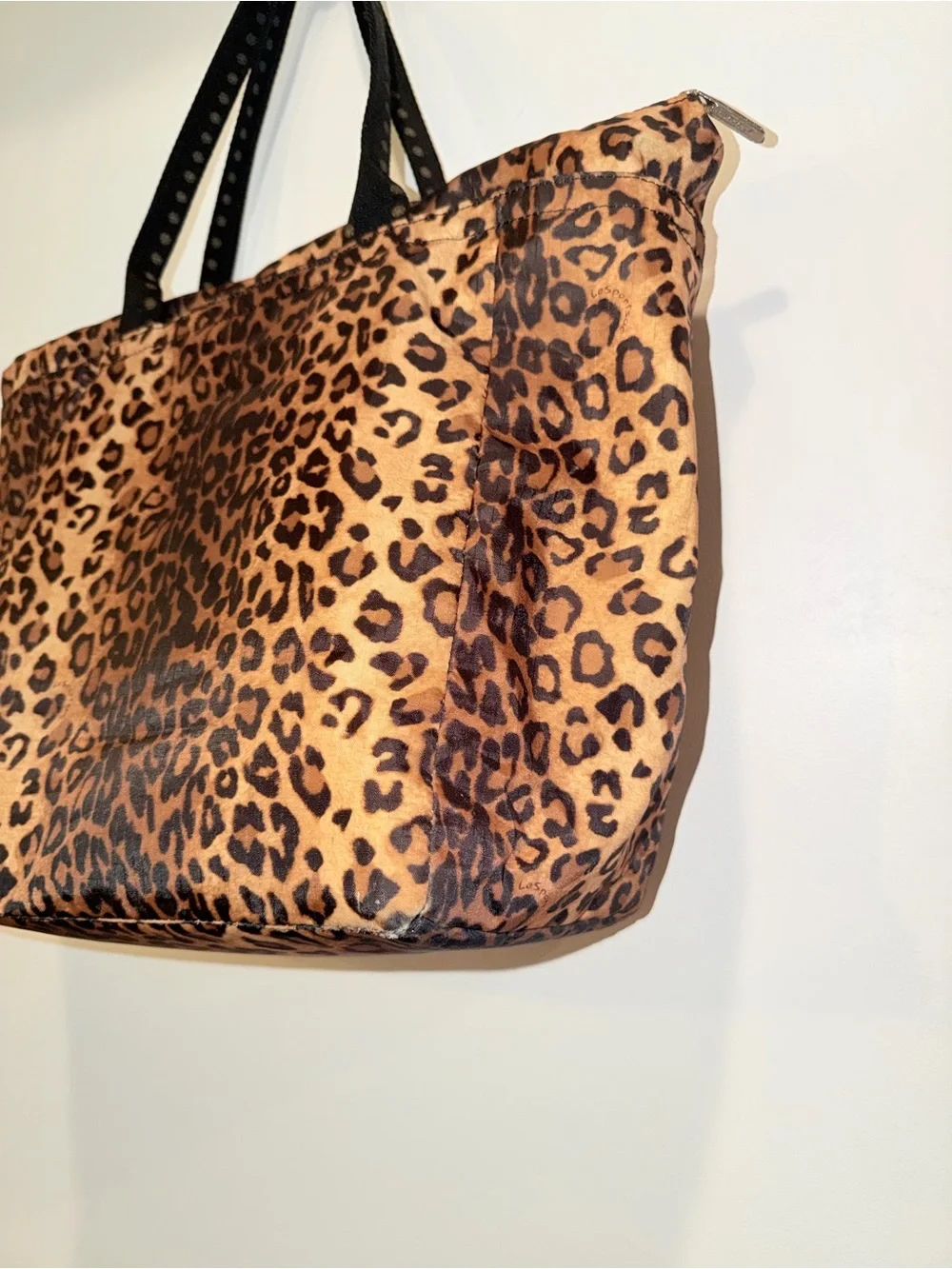 LESportsac Leopard Print XLarge Tote Bag with Black Handles